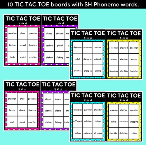 Resource preview 2 for TIC TAC TOE GAME for Consonant Phoneme SH, TI, CI - No Prep Phonics Game