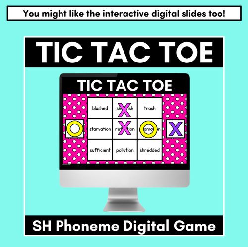 Resource preview 5 for TIC TAC TOE GAME for Consonant Phoneme SH, TI, CI - No Prep Phonics Game