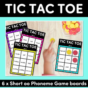 TIC TAC TOE GAME for Short Vowel OO, U - No Prep Phonics Game