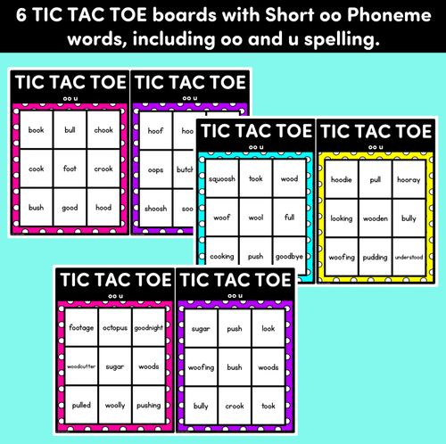 Resource preview 3 for TIC TAC TOE GAME for Short Vowel OO, U - No Prep Phonics Game