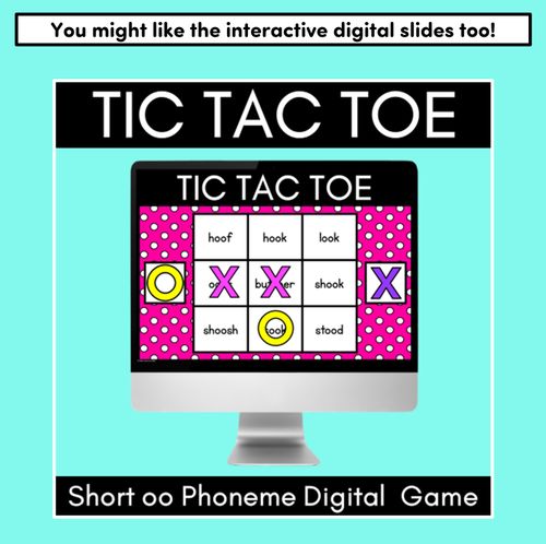 Resource preview 5 for TIC TAC TOE GAME for Short Vowel OO, U - No Prep Phonics Game