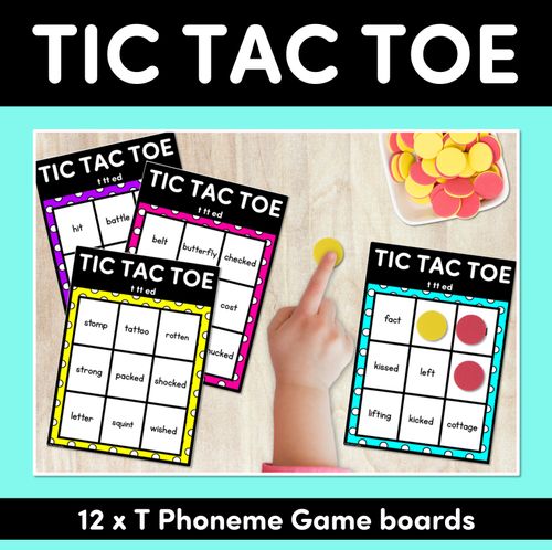 Resource preview 1 for TIC TAC TOE GAME for Consonant Phoneme T, TT, ED - No Prep Phonics Game