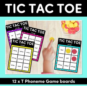 TIC TAC TOE GAME for Consonant Phoneme T, TT, ED - No Prep Phonics Game