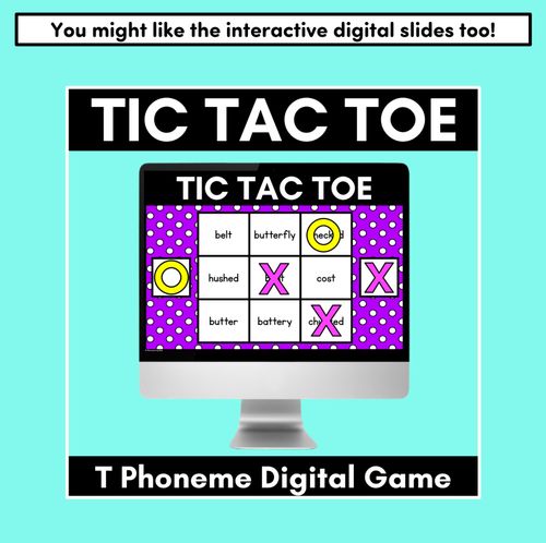 Resource preview 5 for TIC TAC TOE GAME for Consonant Phoneme T, TT, ED - No Prep Phonics Game