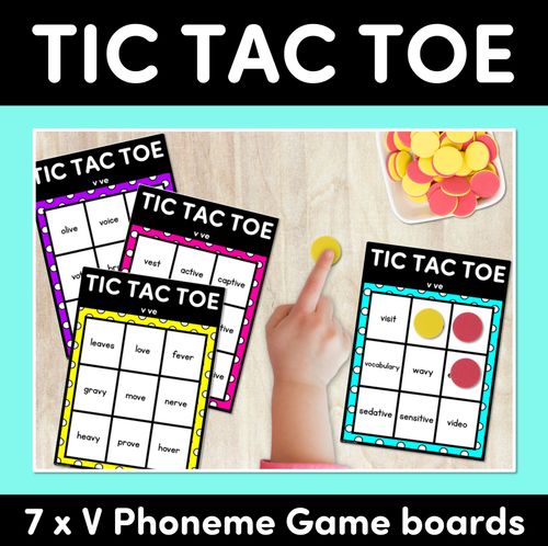 Resource preview 1 for TIC TAC TOE GAME for Consonant Phoneme V, VE - No Prep Phonics Game