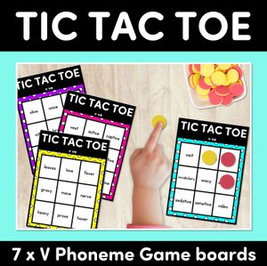 TIC TAC TOE GAME for Consonant Phoneme V, VE - No Prep Phonics Game