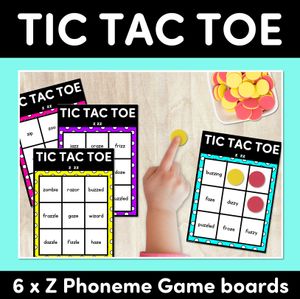 TIC TAC TOE GAME for Consonant Phoneme Z, ZZ - No Prep Phonics Game