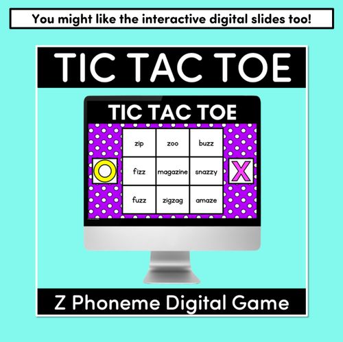 Resource preview 5 for TIC TAC TOE GAME for Consonant Phoneme Z, ZZ - No Prep Phonics Game