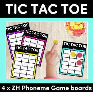 TIC TAC TOE GAME for Consonant Phoneme ZH, SI, S - No Prep Phonics Game