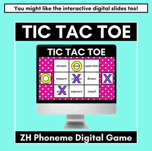 Resource preview 5 for TIC TAC TOE GAME for Consonant Phoneme ZH, SI, S - No Prep Phonics Game