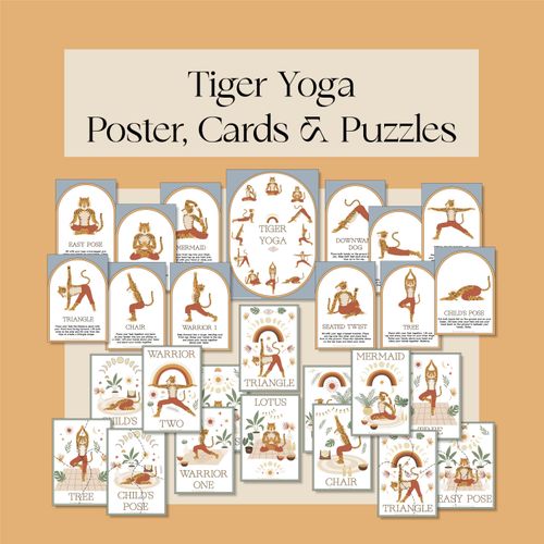 Resource preview 1 for Tiger Yoga- Poster, Cards and Puzzles