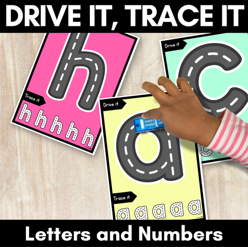 Resource preview 1 for FINE MOTOR TEMPLATES - Drive It Trace It - Alphabet & Numbers