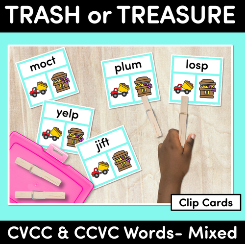 Resource preview 1 for Trash or Treasure Clip Cards - CVCC & CCVC Words