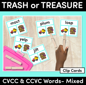 Trash or Treasure Clip Cards - CVCC & CCVC Words