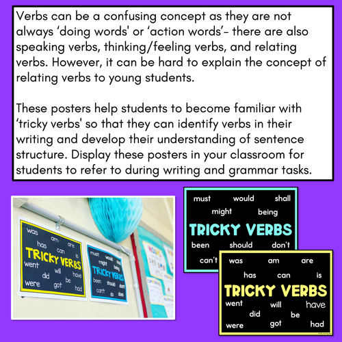 Resource preview 2 for Tricky Verb Poster Display