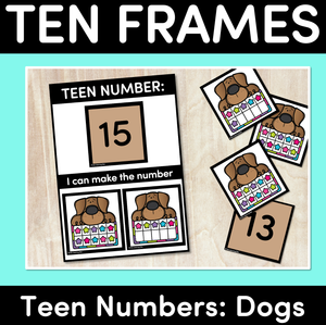 Ten Frames with BROWN DOGS: Teen Numbers 11-20