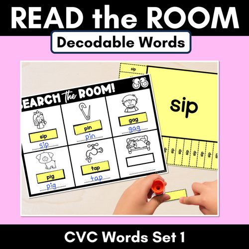 READ THE ROOM - Decodable Words Phonics Activity - CVC Words Set 1 ...