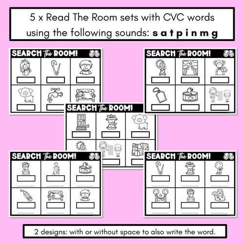 Resource preview 2 for READ THE ROOM - Decodable Words Phonics Activity - CVC Words Set 1