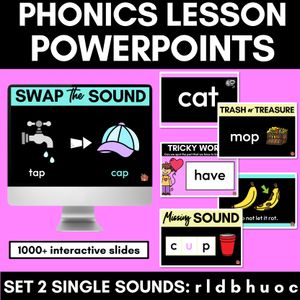 Kindergarten Phonics PowerPoints Set 2- r l d b h u o c