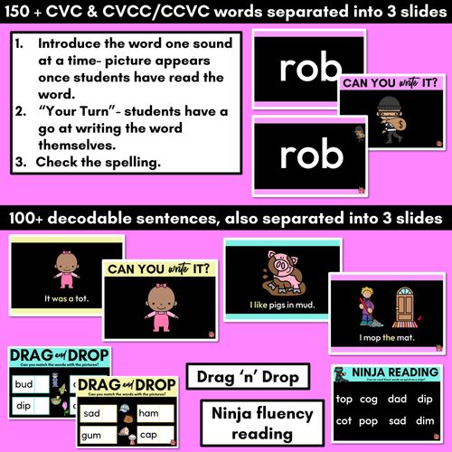 Resource preview 3 for Kindergarten Phonics PowerPoints Set 2- r l d b h u o c