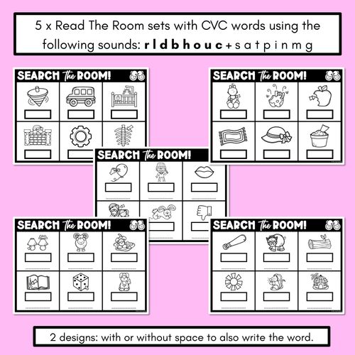 Resource preview 2 for READ THE ROOM - Decodable Words Phonics Activity - CVC Words Set 2