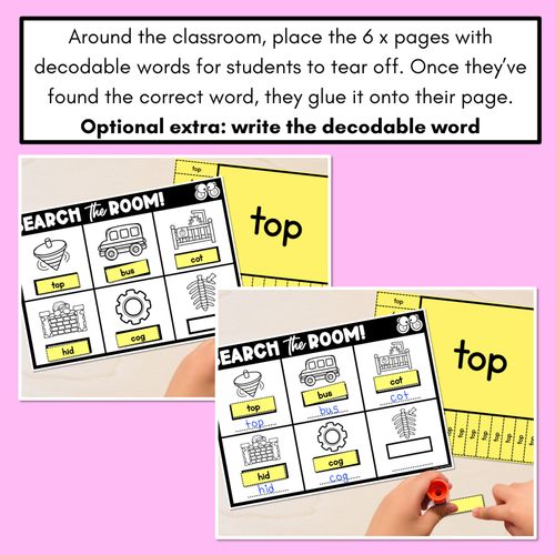 Resource preview 4 for READ THE ROOM - Decodable Words Phonics Activity - CVC Words Set 2