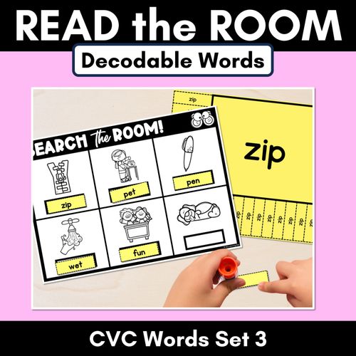 Resource preview 1 for READ THE ROOM - Decodable Words Phonics Activity - CVC Words Set 3