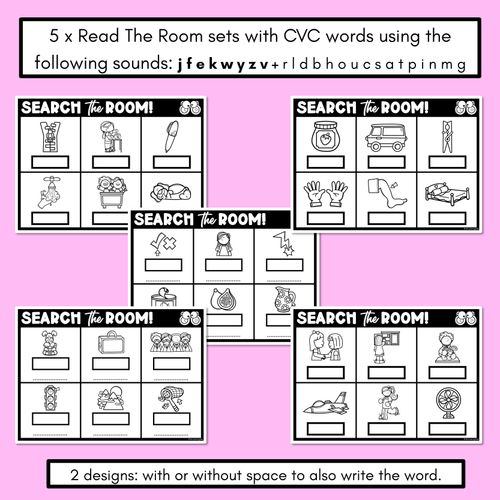 Resource preview 2 for READ THE ROOM - Decodable Words Phonics Activity - CVC Words Set 3