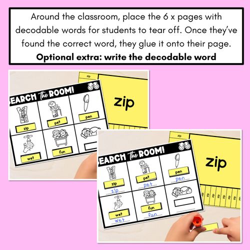 Resource preview 4 for READ THE ROOM - Decodable Words Phonics Activity - CVC Words Set 3