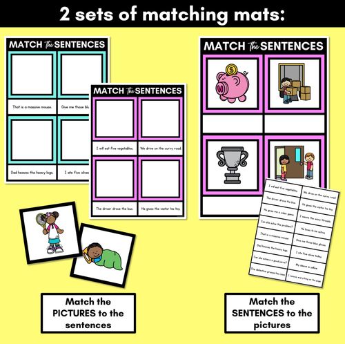 Resource preview 3 for V Phoneme Decodable Sentence Mats - Read & Match