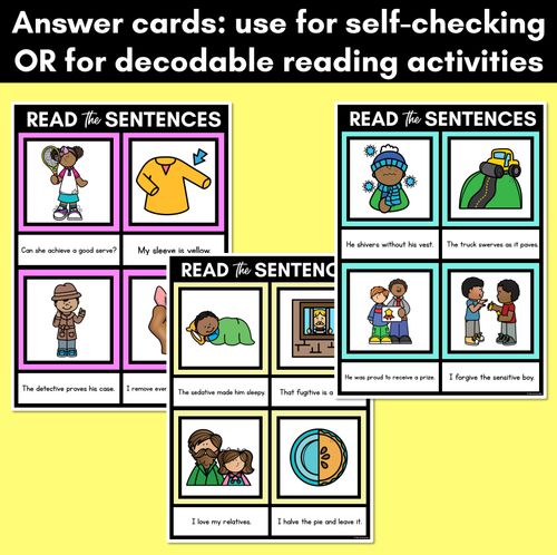 Resource preview 4 for V Phoneme Decodable Sentence Mats - Read & Match