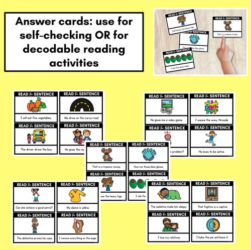Resource preview 4 for V Phoneme Decodable Sentences - Read & Match