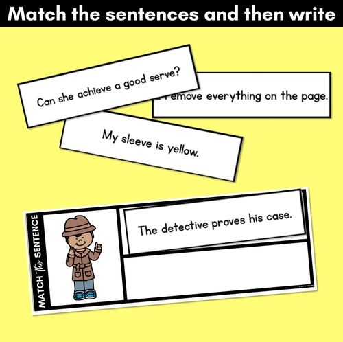Resource preview 3 for V Phoneme Decodable Sentences - Read, Match & Write