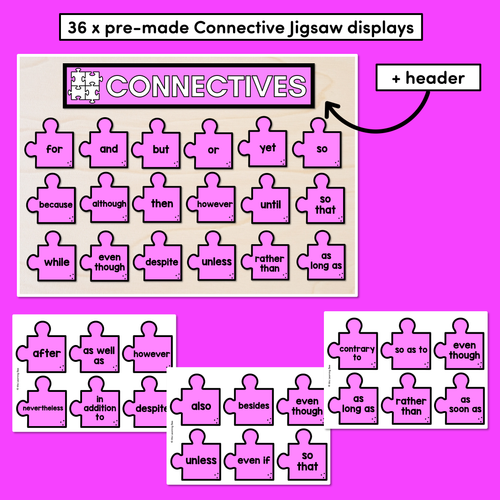 Resource preview 2 for Connectives or Conjunctions Editable Puzzle Display- VCOP aligned Vocabulary Display