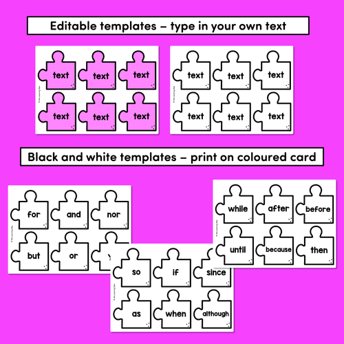 Resource preview 3 for Connectives or Conjunctions Editable Puzzle Display- VCOP aligned Vocabulary Display