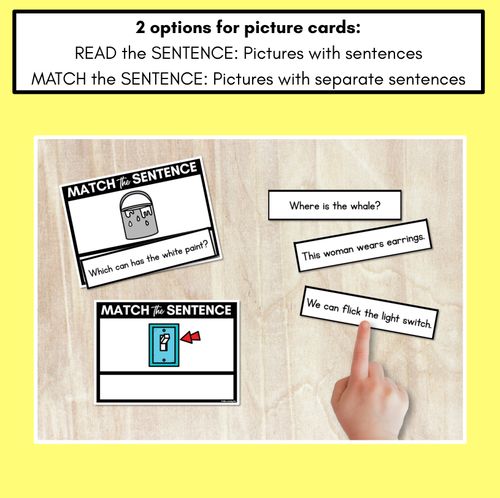 Resource preview 2 for W Phoneme Decodable Sentences - Read & Match