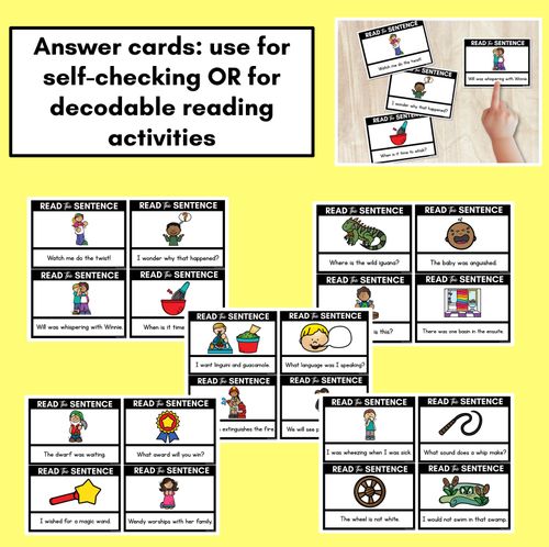 Resource preview 4 for W Phoneme Decodable Sentences - Read & Match