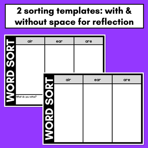 Resource preview 4 for R-CONTROLLED VOWEL AIR WORD SORT