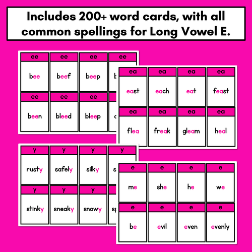 Resource preview 2 for Long Vowel E Card Game - Phonics Flip for Long Vowel Sounds