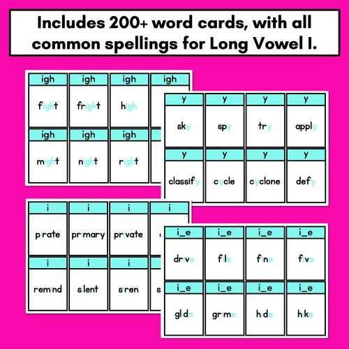 Resource preview 2 for Long Vowel I Card Game - Phonics Flip for Long Vowel Sounds