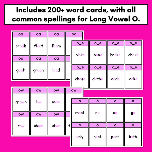 Resource preview 2 for Long Vowel O Card Game - Phonics Flip for Long Vowel Sounds