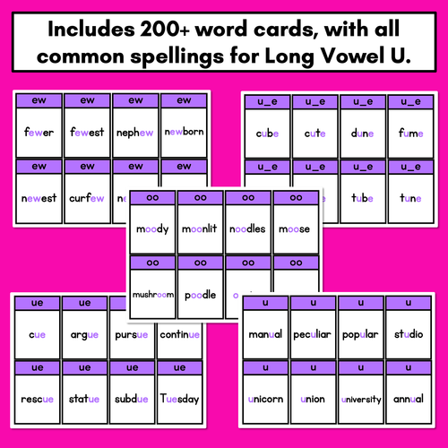 Resource preview 2 for Long Vowel U Card Game - Phonics Flip for Long Vowel Sounds