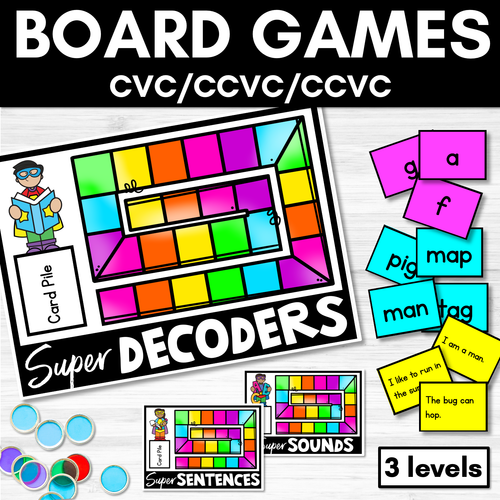 Resource preview 1 for CVC Phonics Board Games - Sounds, Decodable Words and Sentences