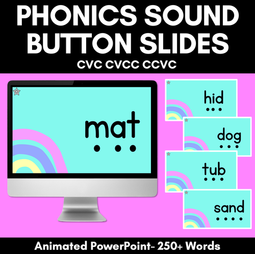 Resource preview 1 for Sound Button Slides CVC & CCVC Words - Animated PowerPoint