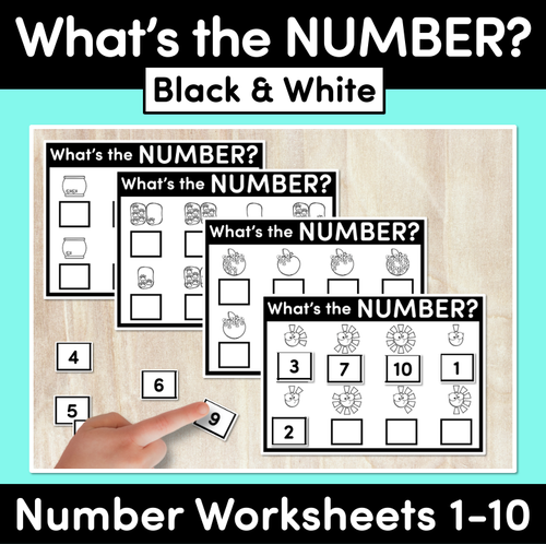 Resource preview 1 for WHAT'S THE NUMBER MATS: 1-10 Black & White