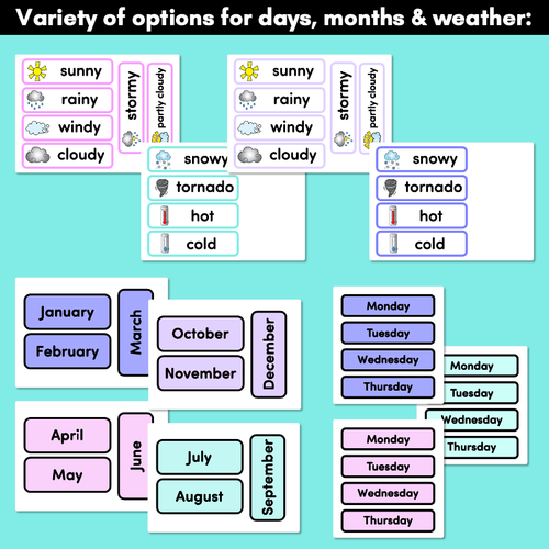 Resource preview 3 for CALENDAR & WEATHER DISPLAY- The Wonderland Collection