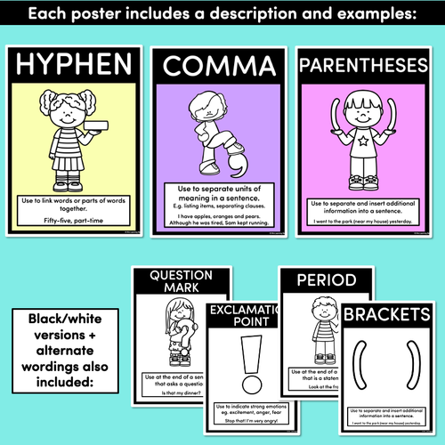 Resource preview 4 for PUNCTUATION POSTERS - The Wonderland Collection