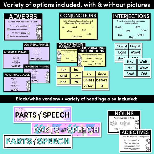 Resource preview 4 for PARTS OF SPEECH POSTERS - The Wonderland Collection