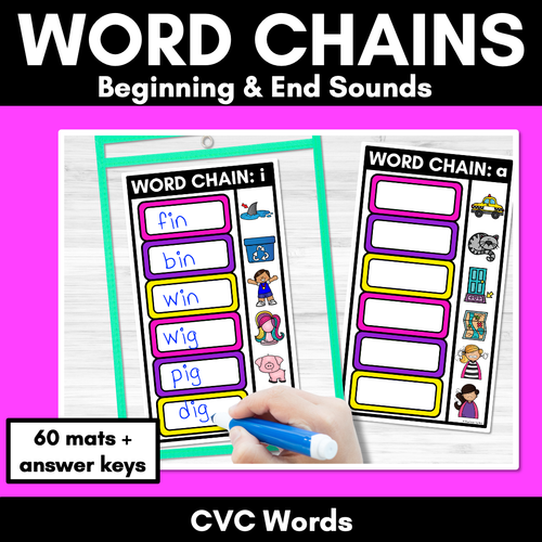 Resource preview 3 for Word Chains for CVC Words Bundle