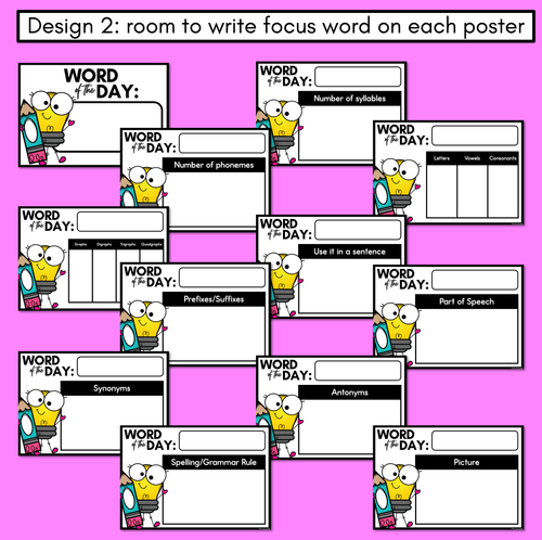 Resource preview 3 for Word of the Day Poster Display - Differentiated Word Study Activity